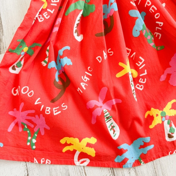 NEW! STELLA MCCARTNEY Palm Tree Organic Summer Dress Baby Girls Sz 6 Months Red - Picture 6 of 15
